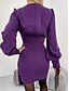 billiga Jobbklänningar-Dam Mini klänning Vardagsklänning Bodycon Stylish Sexig Ledigt Semester Arbete Dagligen Normal Slät 3/4 ärm V-hals Svart Purpur Sommar Vår