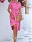 abordables Robe Simple-Femme Robe mi-longue Robe chemise Robe casual Robe Trapèze mode Grande occasion Travail du quotidien Standard Plein Manche Courte Col de Chemise Rose Claire Vert Eté Printemps