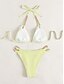 billige Bikinisæt-Dame Badetøj Bikini 2 stk Fræk badedragt Åben ryg Tynd Ferie Strand Tøj Helfarve Halterhals Uden ærmer Badedragter