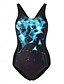 billiga One-piece-baddräkter-Dam Badkläder En bit Monokini Baddräkt Öppen rygg Magkontroll Hög midja Smal Semester Standkläder Geometrisk U-hals Ärmlös Baddräkter