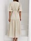 economico Abiti da festa-Per donna Vestito maxi Abito casual Abito linea A Moda Essenziale Informale Da mare Giornaliero Standard Liscio Mezza manica A V Verde Beige Estate Primavera