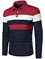 preiswerte Klassisches Poloshirt für Herren-Herren Farbblock Rugby-Poloshirts Langarm Polo-Shirts Revers 3D-Druck Modern Bequem Arbeit Lässig Sport Ferien Patchwork Knöpfe Frühling &amp; Herbst Gelb Rote Marineblau