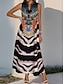preiswerte Ausgefallene Kleider-Damen Maxidress Casual kleid Boho Chic Kleider Tank-Top Kleid Boho-Kleid Böhmen Brautkleider schlicht Boho Urlaub Täglich Strand Lockere Passform Blumen Ärmellos Gekerbter Hals Schwarz Sommer
