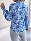 preiswerte Blumenblusen-Damen Hemd Bluse Knöpfe Druck Blumen Stilvoll Lässig Langarm Hemdkragen Normale Oberteile Täglich Blau Orange Sommer Frühling Herbst