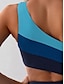 baratos Fatos de Banho Peça Única-Mulheres Roupa de Banho Uma pedaço roupa de banho Frente Única Compressão abdominal Cintura Alta Delgado Férias Roupa de Praia Listra Pescoço Assimétrico Sem Manga Fatos de banho