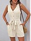 economico tute casual-Per donna Normale Tute Attivo A strisce Senza maniche A V Bottoni Tasche Da mare Giornaliero Morbido Cachi Azzurro Estate