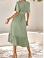 abordables Vestidos de fiesta-Mujer Vestido Midi Vestido informal Vestido de Columpio Vestido de una línea Elegante Básico Casual Vacaciones Diario Ajuste regular Plano Manga Corta Escote en Pico Verde Claro Rojo Verano Primavera