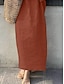 abordables concevoir des robes en coton et lin-Femmes Robe maxi Robes en coton et lin Robe Décontractée Basique Occasionnel Vacances Quotidien Coupe régulière Uni Manche 3/4 Col en V Rouge Kaki Vert Véronèse Bleu de minuit Été