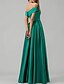 billiga Brudtärneklänningar-A-Linje Brudtärna Klänning Off Shoulder Kort Ärme Elegant Golvlängd Shantung  Jersey med Fickor  Drapering  Enfärgad