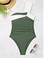 baratos Fatos de Banho 1 Peça-Mulheres Roupa de Banho Uma pedaço Monoquíni roupa de banho Frente Única Compressão abdominal Cintura Alta Delgado Férias Roupa de Praia Côr Sólida Pescoço Assimétrico Sem Manga Fatos de banho
