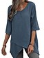 billige Kvinne Enkle Topper-Dame Bluse Helfarge Elegant Stilfull Fritid Kortermet Crew-hals Vanlige topper Arbeid Daglig Ut på byen Asymetrisk kant Dusty Blue Grå Sommer Vår