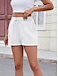 ieftine Bermude-Pentru femei chinez Pantaloni Scurți Modă Șic Stradă Scurt Talie Înaltă Simplu Buzunar Curea elastică Confortabil Απαλό Comfortabil Micro-elastic În aer liber Stradă Verde Gri Negru Alb Roz Vară Fit