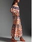 economico Abiti boho-Per donna Vestito maxi Abito casual Abiti Boho Chic Abito boho Boemia stile sveglio Moda Da mare Giornaliero Spiaggia Morbido Pop art Manica lunga Senza spalline Arancione Estate Primavera