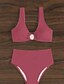 tanie Zestawy bikini-Damskie Stroje kąpielowe Bikini 2 szt Majtki Kostium kąpielowy Odkryte plecy Szczupła Urlop Stroje plażowe Jednokolorowe W serek Bez rękawów Kostiumy kąpielowe