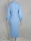 baratos Vestido Simples-Mulheres Vestido Longo Vestido Maxi Camisetão Vestido casual Vestido de verão à moda Casual Férias Diário Encontro Normal Bloco de cor Manga Longa Lapela Branco Amarelo Azul Céu cáqui Verão Primavera