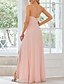 billiga Brudtärneklänningar-A-linjeformad Brudtärneklänning Söt hjärtformad  Spaghetti Band  Strapless Lång Ärmlängd Elegant Golvlängd Chiffon  Spandex med Korsning  Volanger  Drapering