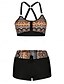 cheap Bikini Sets-Women&#039;s Swimwear Bikini 2 Piece Boy Leg Swimsuit Backless Slim Vacation Beach Wear Graphic U Neck Sleeveless Bathing Suits