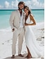 abordables Costumes de mariage-Pour des hommes Mariage Costumes en lin Bleu Ciel Gris Claire Quotidien Léger Couleur Unie Coupe Standard 2 pièces Simple boutonnage un bouton