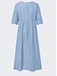 preiswerte Streifen- und geometrisches Kleid-Damen Midikleid Freizeitkleid A Linie Kleid Elegant Stilvoll Lässig Täglich Urlaub Lässiger Schnitt Gestreift Kurzarm Rundhalsausschnitt Grau Leicht Blau Sommer Frühling