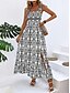 abordables Vestidos Florales Impresos-Mujer Vestido maxi Vestido informal Vestidos Boho Chic Vestido lencero Bohemia Estilo lindo Casual Vacaciones Diario Playa Holgado Floral Sin Mangas Con Tirantes Negro Azul Piscina Verano