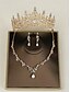 preiswerte Haarschmuck für Damen-funkelndes Diamant-Tiara-Kronen- und Halsketten-Set – vergoldeter Brautschmuck mit Ohrringen, perfekt für Hochzeiten, Festzüge und besondere Anlässe