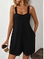 cheap Rompers-Women's Normal Romper Active Solid Color Sleeveless V Neck Pocket Vacation Daily Regular Fit Black Green Summer
