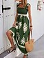 preiswerte Ausgefallene Kleider-Damen kleid lang Casual kleid A Linie Kleid Sommerkleid Boho-Kleid Böhmen Hawaiianisch Stilvoll Urlaub Täglich Verabredung Regular Fit Graphic Ärmellos Quadratischer Ausschnitt Schwarz Rosa Rote Grün