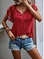 preiswerte Damen Urlaub Oberteile-Damen Valentinstag Hemd Bluse Bohemia Retro Vintage Blumen Normal Oberteile Kurzarm V-Ausschnitt Print Normale Passform Alltag Casual Rot Beige Sommer Frühling Herbst