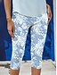 billiga Blå 3D-utskrift-Kvinno leggings capribyxor 3D-print hög elasticitet mode streetwear hel längd hög midja blommönster termisk varm andningsbar mjuk utomhus daglig rosa blå lila grön höst vinter regular fit