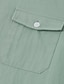 abordables chemises en lin pour hommes-Homme Chemise Chemise Lin Chemisette Chemise d&#039;été Chemise de plage Couleur unie Vacances Curise Vert Gris Claire Bleu clair Manche Courte Col plissé Printemps été Vêtement Tenue Poche