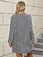 preiswerte Blusenkleider-Damen Minikleid blusenkleid Casual kleid Sommerkleid Stilvoll Brautkleider schlicht Urlaub Täglich Verabredung Regular Fit Streifen Langarm V Ausschnitt Schwarz Blau Sommer Frühling
