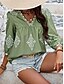 abordables Hauts de Vacances pour Femmes-Femme Chemise Chemisier Géométrique Bohême Ethnique Décontractées Manches 3/4 Col V Hauts réguliers du quotidien Imprimer Violet Vert Eté Printemps Automne