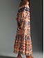economico Abiti boho-Per donna Vestito maxi Abito casual Abiti Boho Chic Abito boho Boemia stile sveglio Moda Da mare Giornaliero Spiaggia Morbido Pop art Manica lunga Senza spalline Arancione Estate Primavera