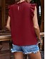 abordables Chemises-Femmes Chemises inspirées du lin T-shirt Uni Mode Moderne Occasionnel Manche Courte Col roulé Hauts Réguliers Quotidien Week-end A Volants Noir Vin Été Printemps