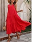 abordables Robes de vacances-Femme Robe Maxi Robe casual Robe Évasée Robe Trapèze mode basique Décontractées Vacances du quotidien Standard Plein Sans Manches Col V Noir Jaune Rouge Fuchsia Eté Printemps