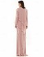 abordables Con chaqueta-Conjuntos de vestido A-line vestido madre de la novia elegante simple de cuello redondo largo hasta el suelo de gasa manga larga con cuentas volantes en cascada 2025