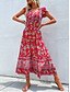 ieftine Rochii Boho-Pentru femei Rochie Maxi Rochie casual Rochie leagăn Rochii Boho Chic Rochie A line Boemia Stilat Casual Vacanță Zilnic Plajă Potrivire Largă Floral Manșon scurt În V Negru Roșu-aprins Vară Primăvară