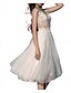 abordables Petites Robes Blanches-Robe blanche de petite graduation Plage Robes de mariage Bohème Robe de bal Épaules dénudées Bretelles régulières Longueur thé Tulle Costumes de mariée Robes de mariée avec drapés Appliques