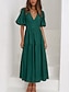 economico Abiti da festa-Per donna Vestito maxi Abito casual Abito linea A Moda Essenziale Informale Da mare Giornaliero Standard Liscio Mezza manica A V Verde Beige Estate Primavera