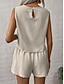 cheap Sets-Women's Linen-feel Set Linen-Inspired Sets Two Piece Sets Baggy Shorts Sleeveless Crew Neck Plain Fashion Daily Casual Daily Black Royal Blue Orange Summer Regular Fit