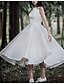 voordelige Kleine witte jurkjes-Kleine Witte Jurken Boho Bruiloft Jurken A-Lijn Scoop Hals Mouwloos Knielengte Jersey Bruidssuits Bruidsjurken Met Plooi Effen Kleur