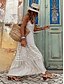 billige Ferie kjoler-dame strandkjole strandkjole lang kjole maxi kjole patchwork print elegant tropisk stripe spaghetti stropp ermeløs løs passform utendørs ferie ask 2023 sommer vår s m l xl