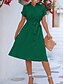 abordables Robe Simple-Femme Robe mi-longue Robe chemise Robe casual Robe Trapèze mode Grande occasion Travail du quotidien Standard Plein Manche Courte Col de Chemise Rose Claire Vert Eté Printemps