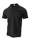 preiswerte Klassisches Poloshirt für Herren-Herren Golfhemd Poloshirt aus Waffelstrick Geschäft Aktiv Kubanisches Halsband Kurzarm Modisch Modern Feste Farbe Knopf Sommer Frühling Regular Fit Schwarz Weiß Blau Khaki Grau Golfhemd