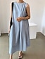 economico Vestiti-Per donna Abito Lungo Maxi Abito Abiti ispirati al lino Vestito Casual Elegante Casual Vacanza Quotidiano Data Vestibilità regolare Semplice Senza Maniche Scollo a V Nero Blu Albicocca Estate
