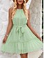 preiswerte Sommerkleider-Damen Minikleid Casual kleid A Linie Kleid Stilvoll Basic Brautkleider schlicht Urlaub Täglich Regular Fit Glatt Ärmellos Halfterhals Grün Aprikose Sommer