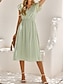 preiswerte Weiße Spitzenkleider-Damen Midikleid Weißes Kleid Casual kleid A Linie Kleid Stilvoll Basic Brautkleider schlicht Urlaub Täglich Regular Fit Glatt Ärmellos V Ausschnitt Weiß Grün Sommer Frühling