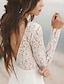 abordables Robes de Mariée-Robes de mariage boho à dos ouvert de plage A-Line décolleté en V col illusion manches longues traîne de cour costumes de mariée en chiffon avec ceinture  ruban