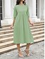 voordelige Witte Casual Jurken-Dames Halflange jurk Casual jurk A lijn jurk Stijlvol Basic Casual Vakantie Dagelijks Normale pasvorm Effen 3/4 mouw Strakke ronde hals Wit Groen Zomer Lente