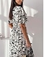 ieftine Rochii florale elegante-Pentru femei Rochii Midi Rochie casual Rochie leagăn Rochie A line Stilat Casual Vacanță Zilnic Fit regulat Floral Manșon scurt În V Alb Roșu-aprins Vară